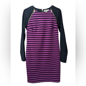 Michael Kors Women's Black Pink Stripes Shirt Dress  Zippers Sz 4 NWOT